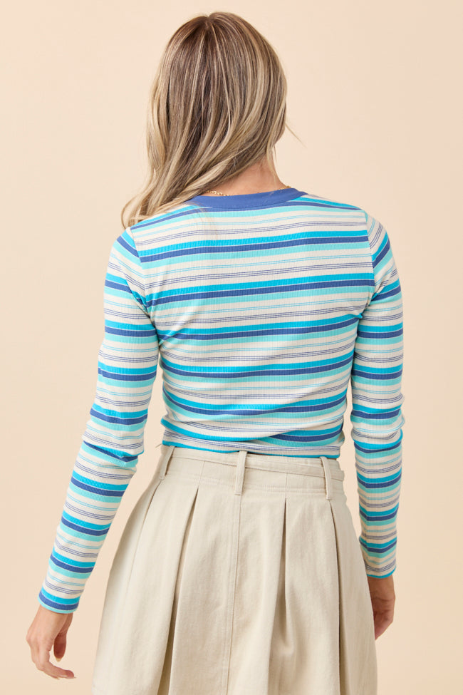 Taryn Turquoise Striped Henley FINAL SALE
