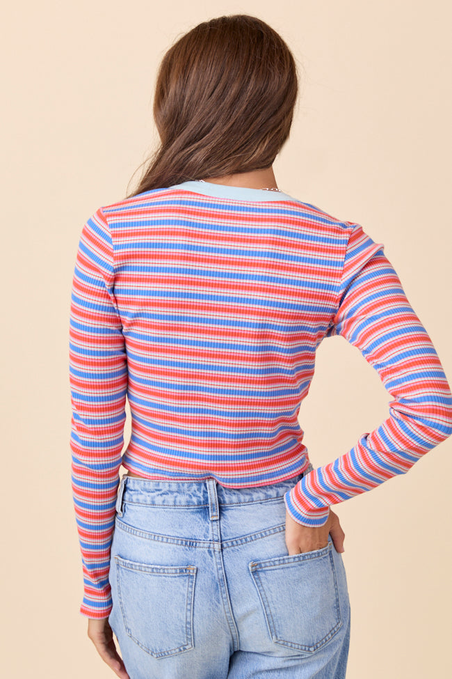 Taryn Red And Blue Striped Henley FINAL SALE
