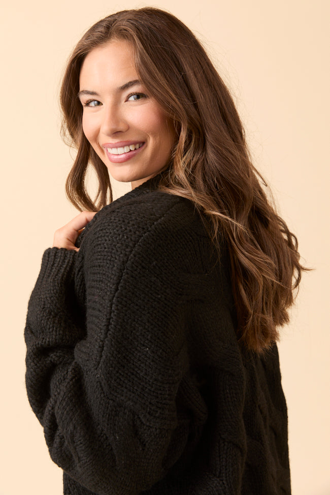 Poppy Black Cable Knit Cardigan SALE