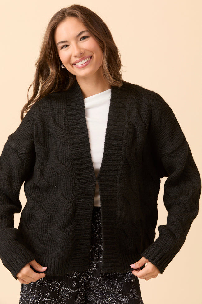 Poppy Black Cable Knit Cardigan SALE