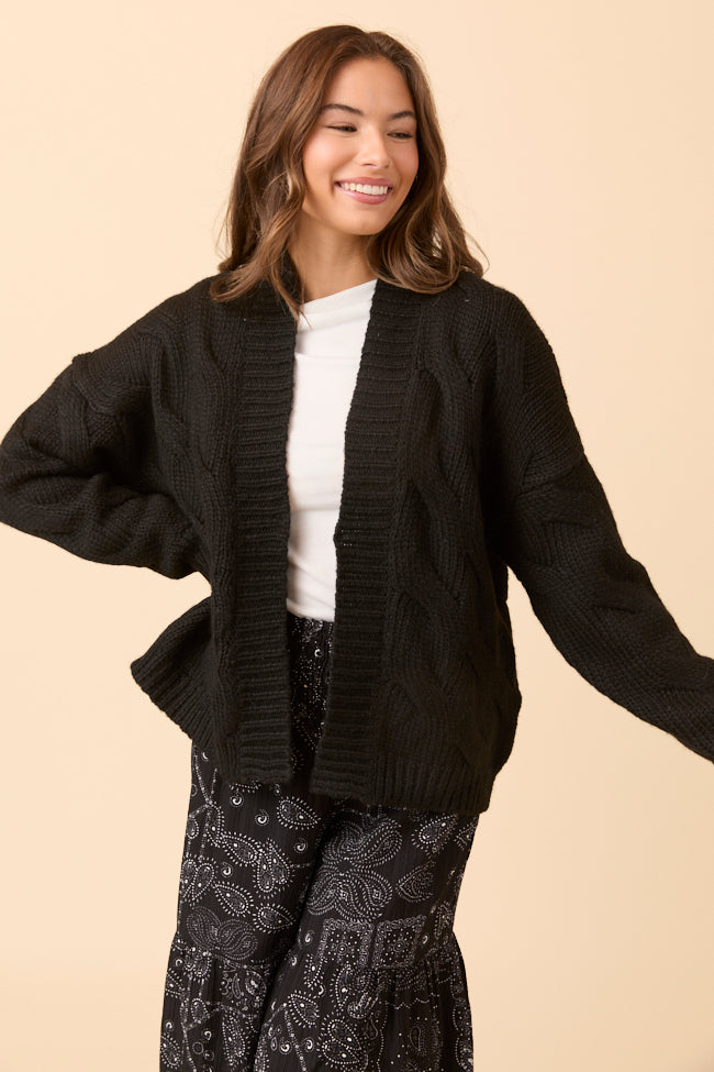 Poppy Black Cable Knit Cardigan SALE
