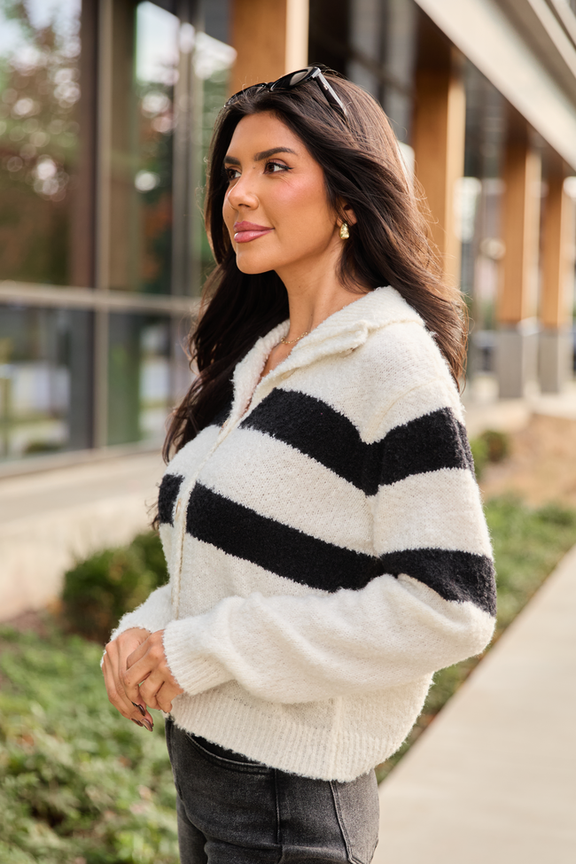 Astrid Black And White Collared Sweater