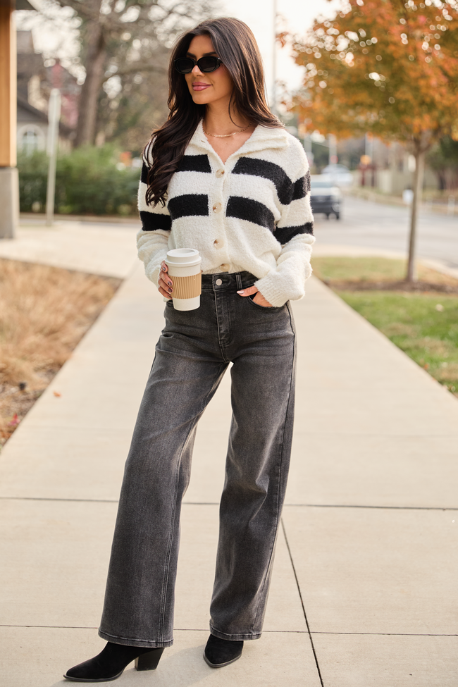 Angelica Washed Black Wide Leg Jeans