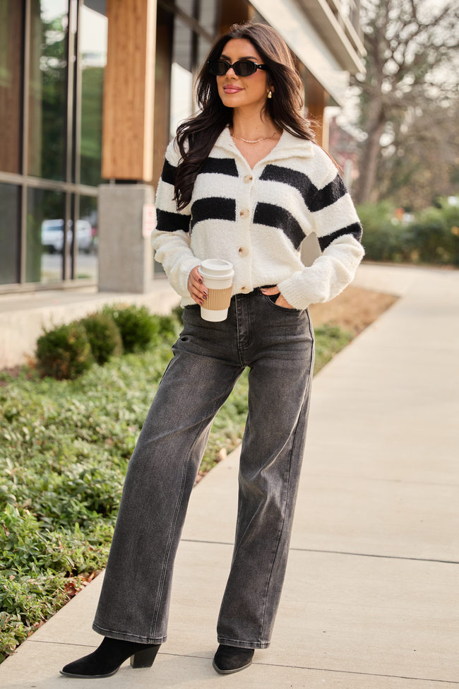 Astrid Black And White Collared Sweater