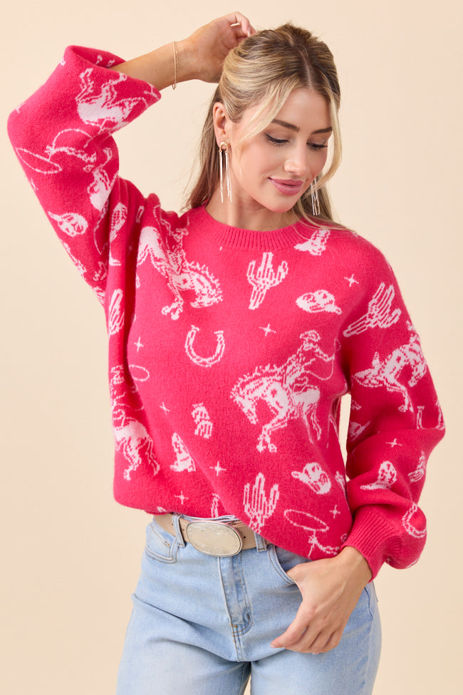 Virginia Pink Western Icon Crewneck Sweater FINAL SALE
