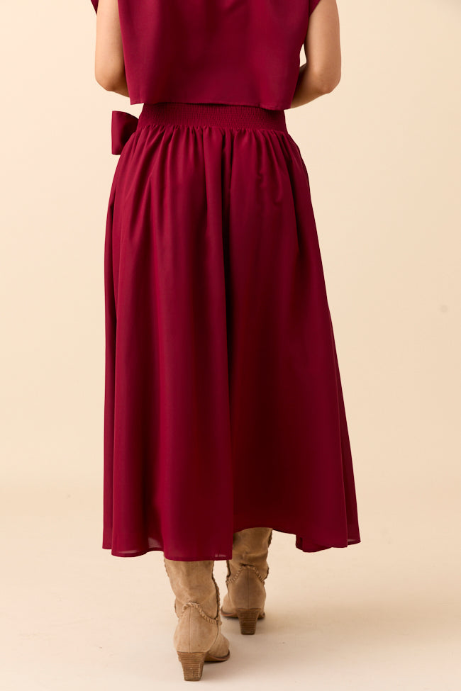 Cleo Burgundy Tie Front Skirt Set FINAL SALE