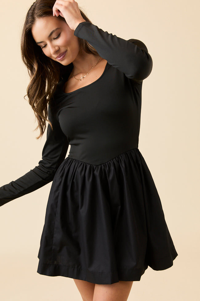 Walker Black Drop Waist Mini Dress