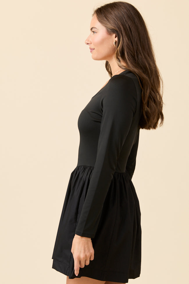 Walker Black Drop Waist Mini Dress