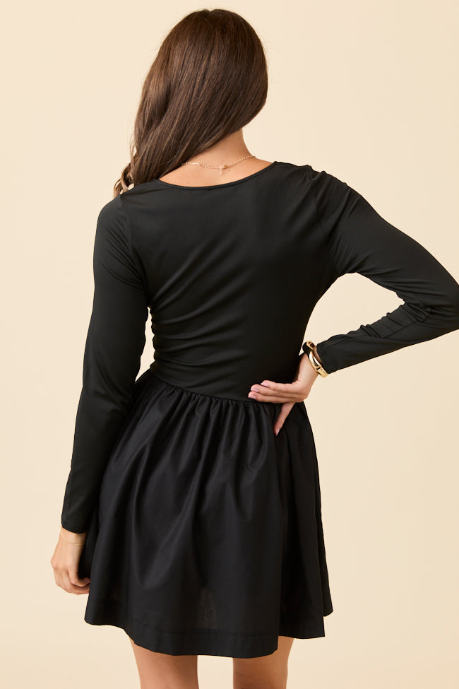 Walker Black Drop Waist Mini Dress