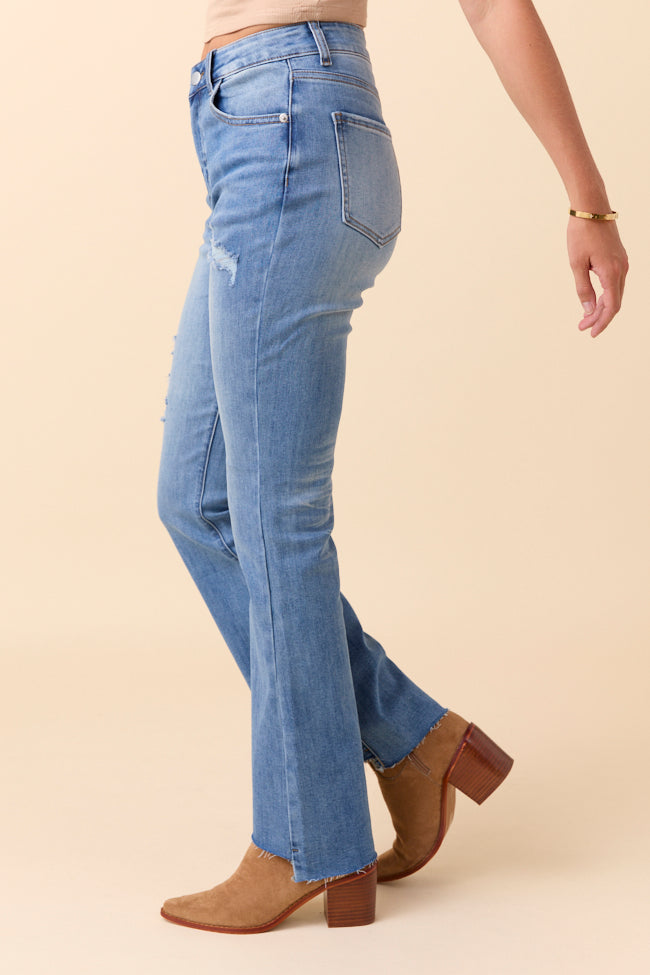 My Favorite Distressed Crop Flare Jeans