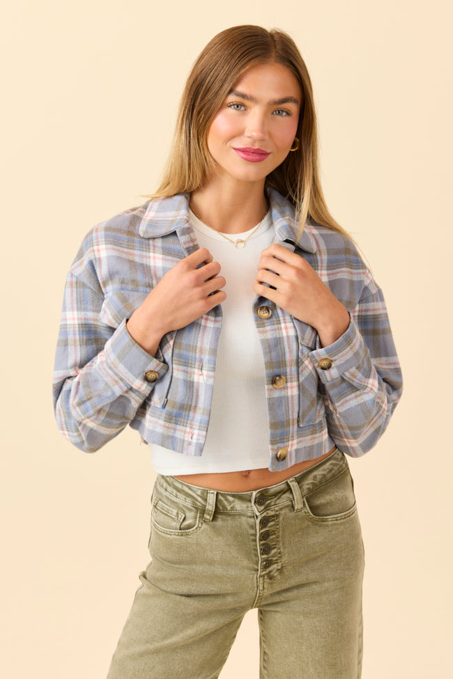 Gloria Light Blue Plaid Jacket SALE