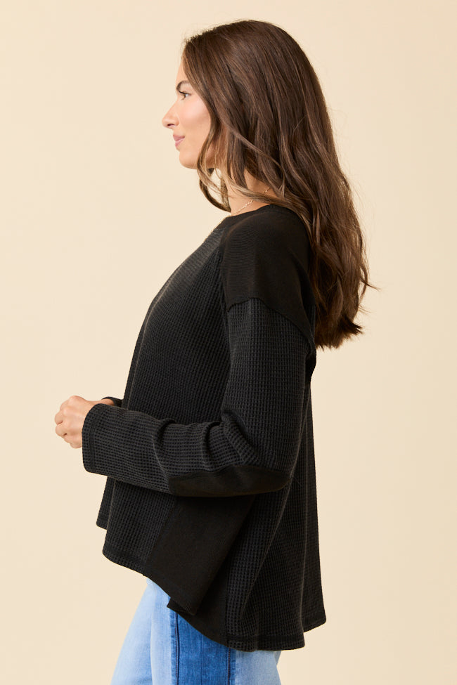 Dylan Waffle Knit Black Pullover SALE