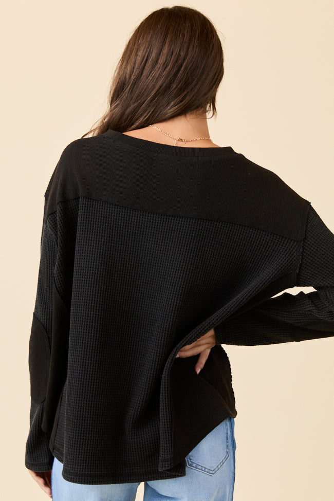 Dylan Waffle Knit Black Pullover SALE
