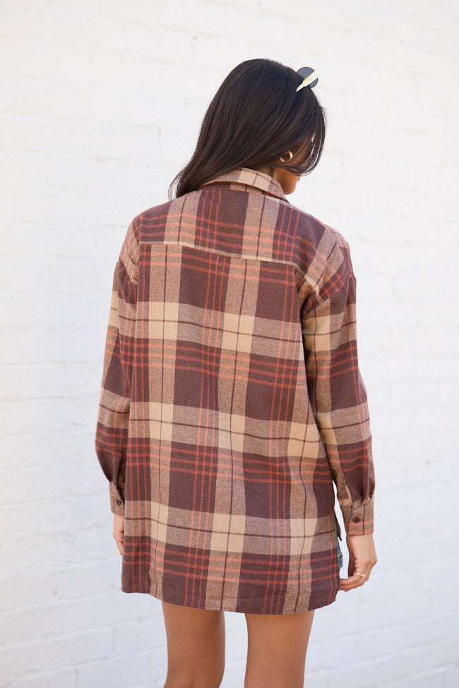 Autumn Brown Plaid Flannel Top
