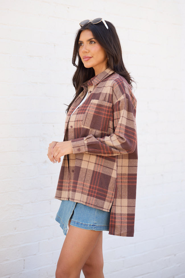 Autumn Brown Plaid Flannel Top