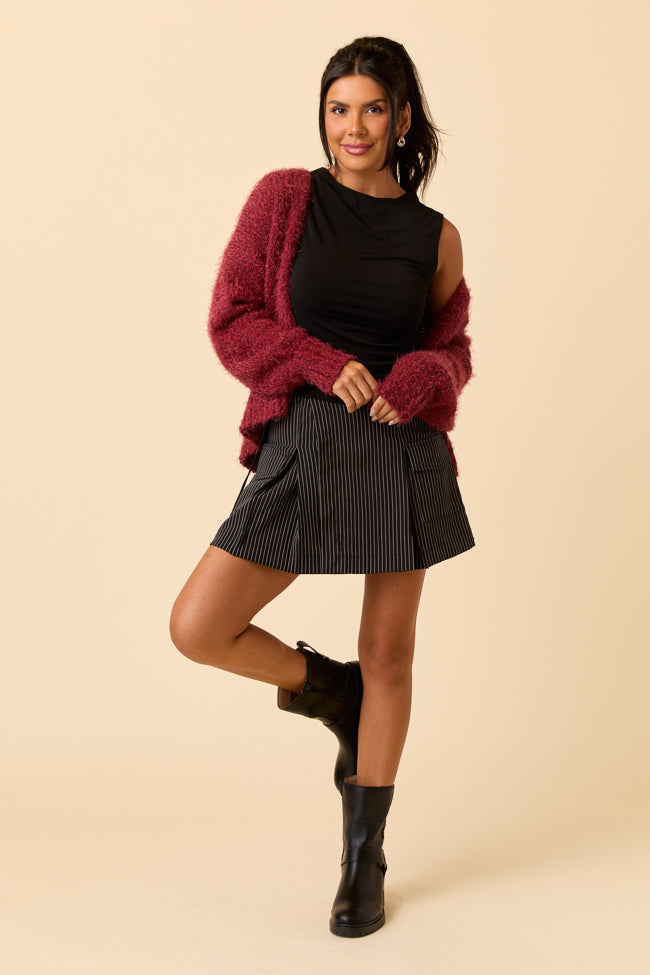 Yvonne Black Draped Cowl Tank