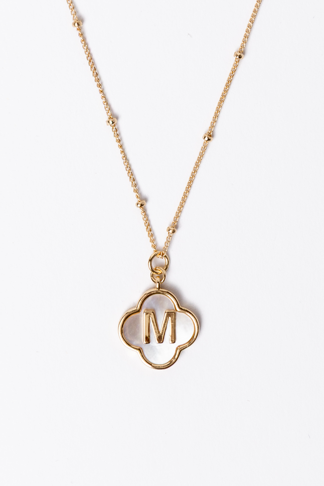 M Monogram Gold Clover Necklace