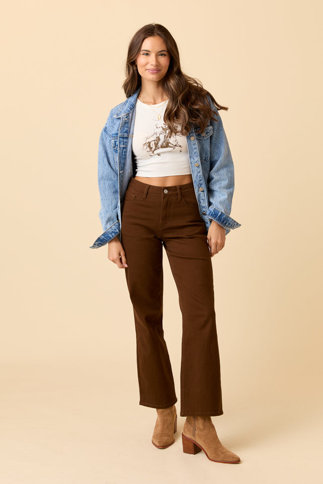 Ezra Pecan Brown Straight Jeans