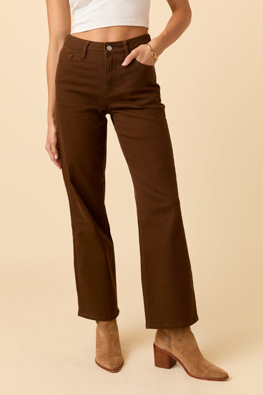 Ezra Pecan Brown Straight Jeans