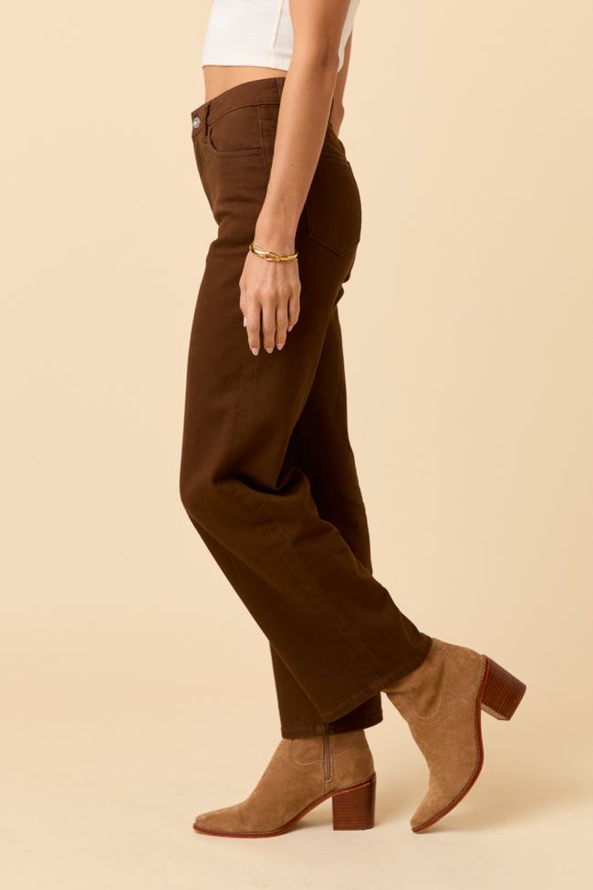 Ezra Pecan Brown Straight Jeans