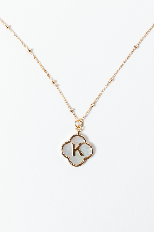 K Monogram Gold Clover Necklace