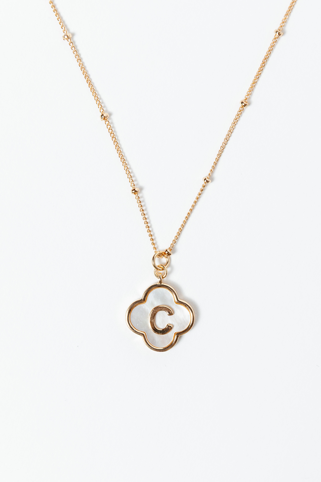 C Monogram Gold Clover Necklace