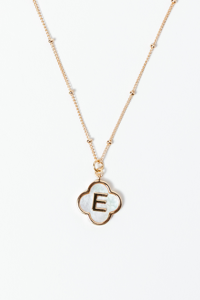 E Monogram Gold Clover Necklace