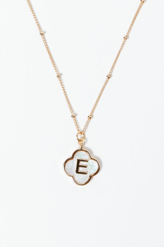 E Monogram Gold Clover Necklace