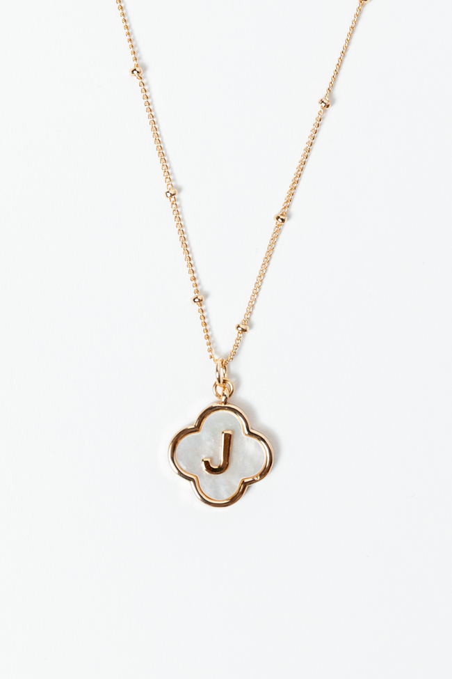 J Monogram Gold Clover Necklace