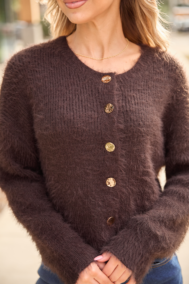 Teddy Brown Fuzzy Cardigan SALE