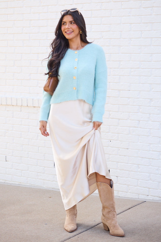 Teddy Blue Fuzzy Cardigan SALE