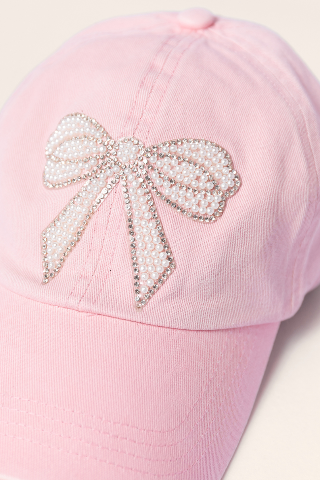 Pink Pearl Bow Hat FINAL SALE