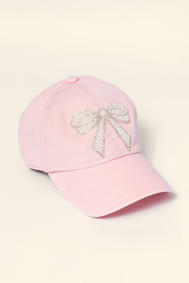 Pink Pearl Bow Hat FINAL SALE