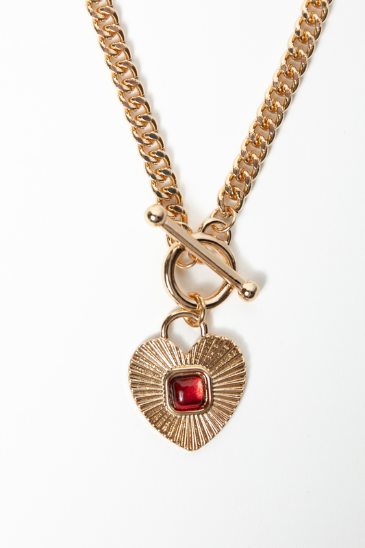 Hadlee Red Heart Toggle Necklace