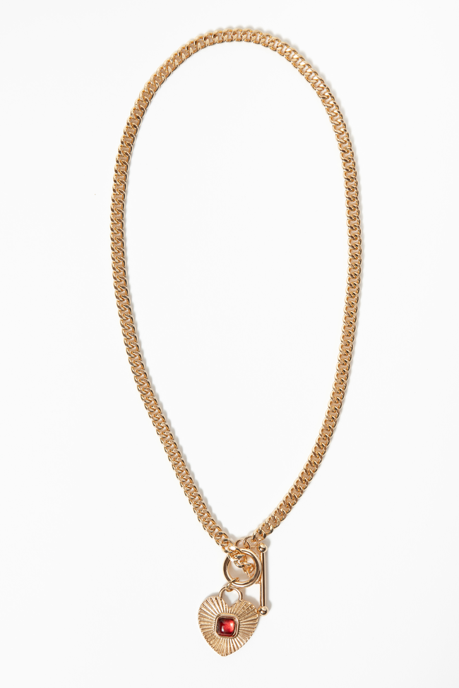 Hadlee Red Heart Toggle Necklace