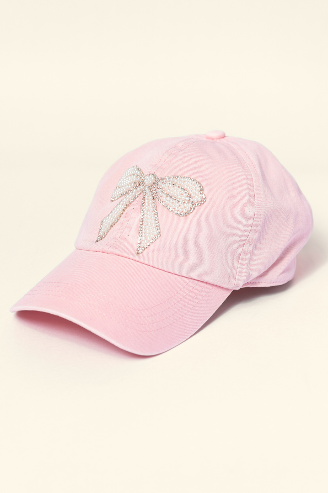 Pink Pearl Bow Hat FINAL SALE