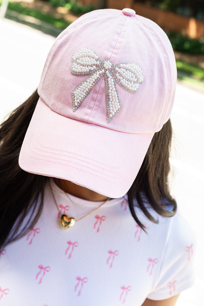 Pink Pearl Bow Hat FINAL SALE