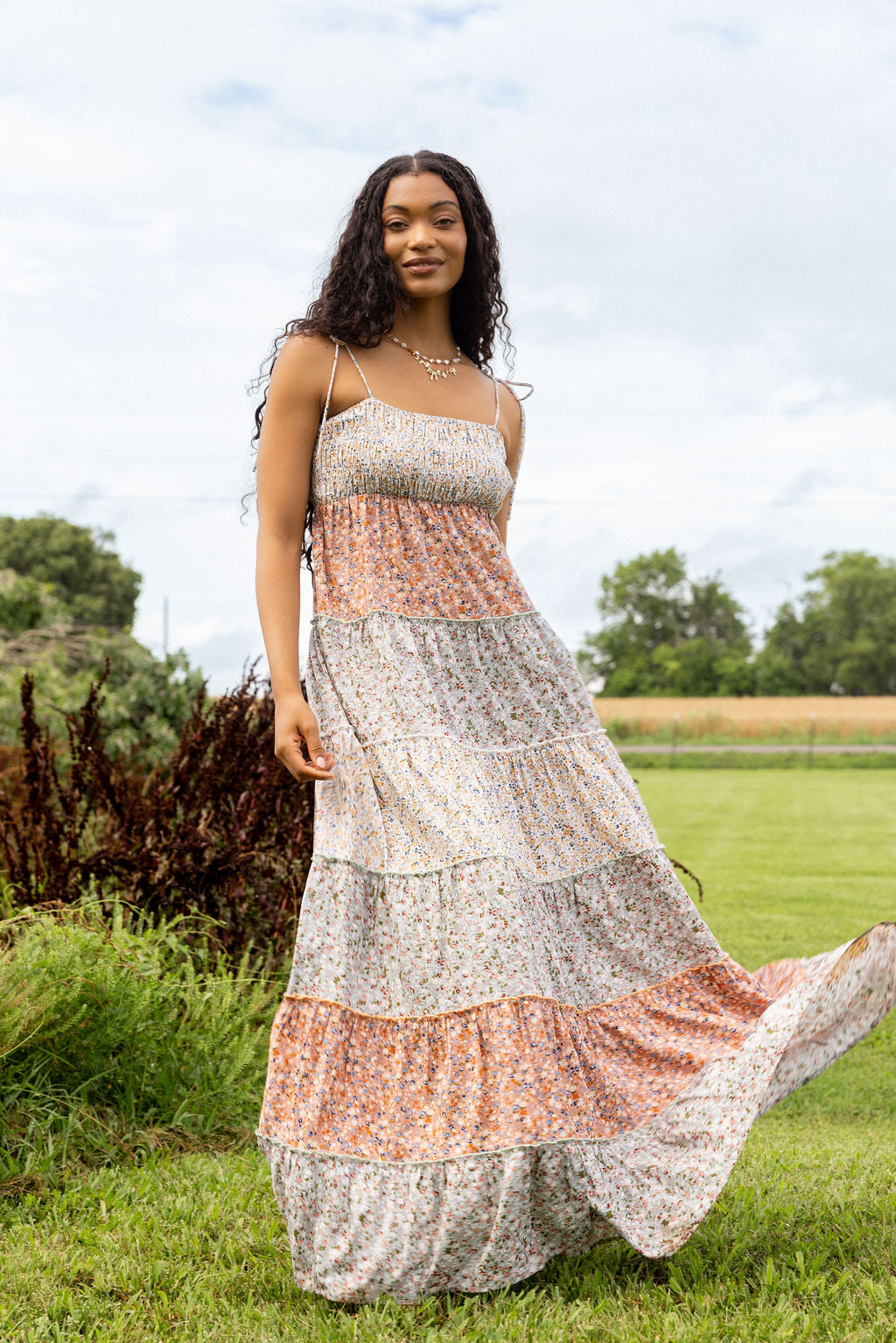Essie Tiered Multi Floral Maxi Dress FINAL SALE