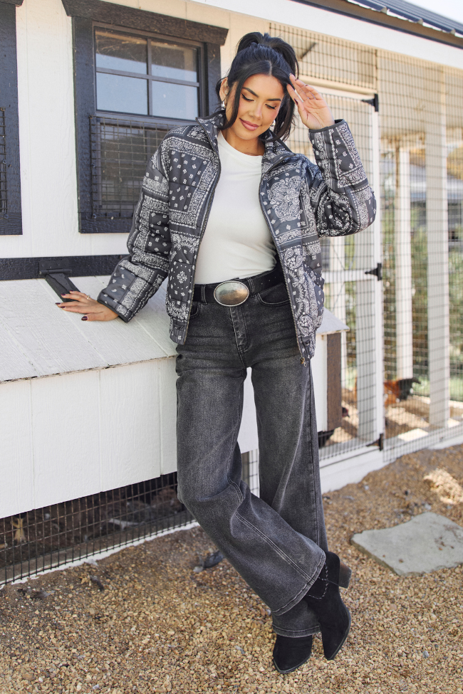 Kayla Bandana Print Puffer Coat SALE