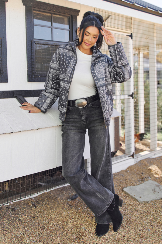 Kayla Bandana Print Puffer Coat SALE