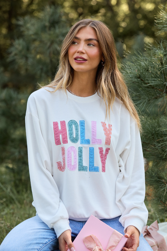 Holly Jolly Gingham Crewneck Sweatshirt FINAL SALE