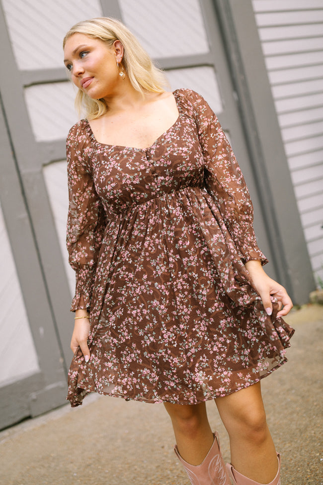 Daniella Brown Floral Mini Dress
