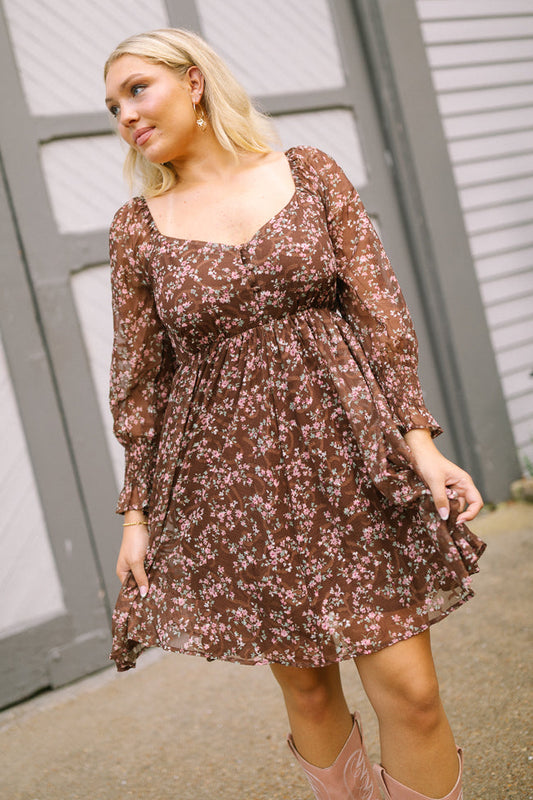 Daniella Brown Floral Mini Dress