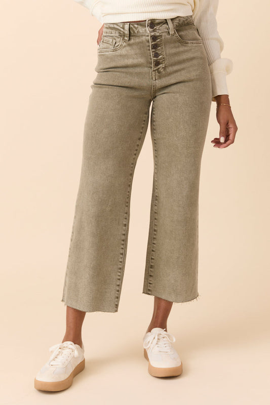 Malia Martini Green High Rise Wide Leg Jeans