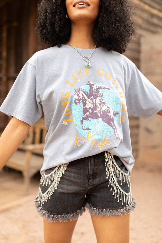 Zutter Long Live Cowboys Grey Graphic Tee FINAL SALE