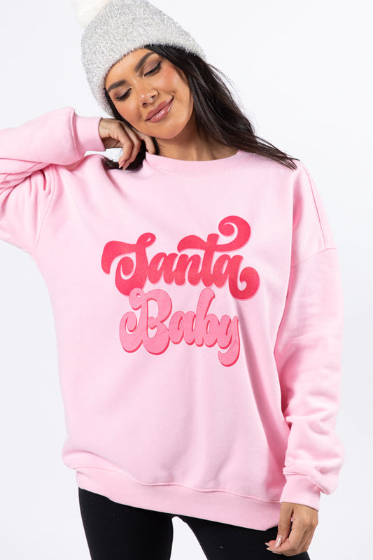 Santa Baby Light Pink Graphic Sweatshirt