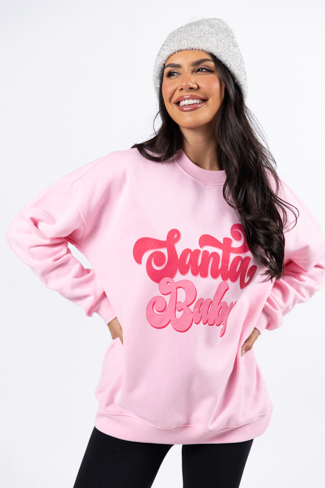 Santa Baby Light Pink Graphic Sweatshirt