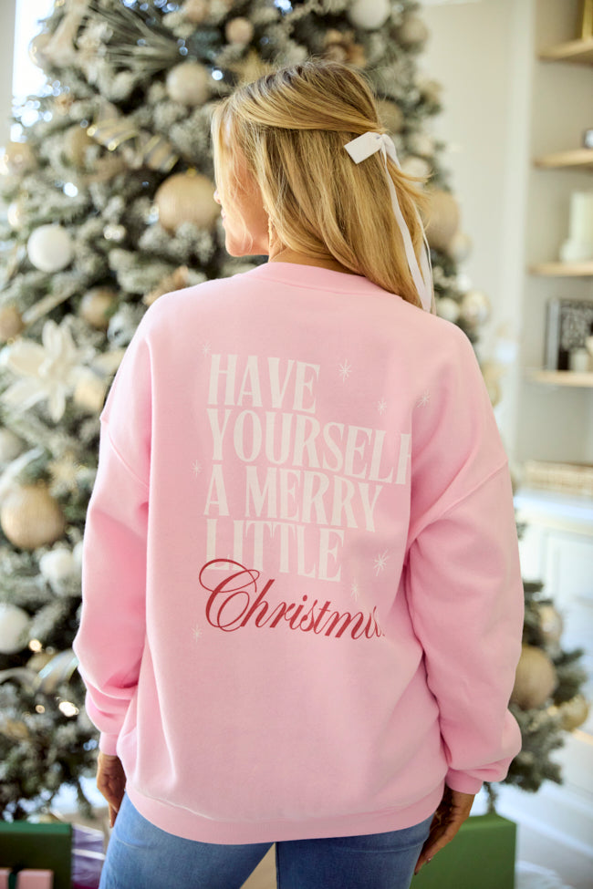 Have Yourself A Merry Little Christmas Light Pink Graphic Sweatshirt