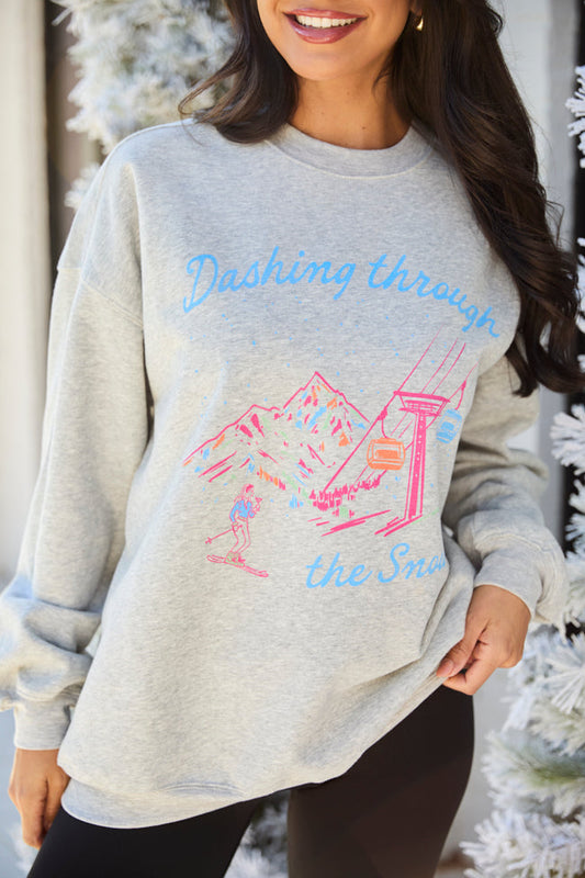 Dashing Through The Snow Light Grey Graphic Sweatshirt