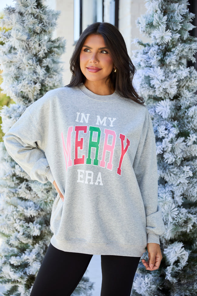 In My Merry Era Multi Color Light Grey Graphic Sweatshirt